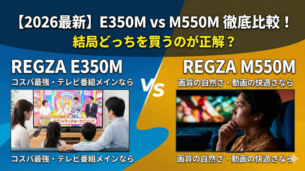 はるとぴっくす | 【2026最新】REGZA E350MとM550Mの違いを徹底比較！結局どっちを買うのが正解？