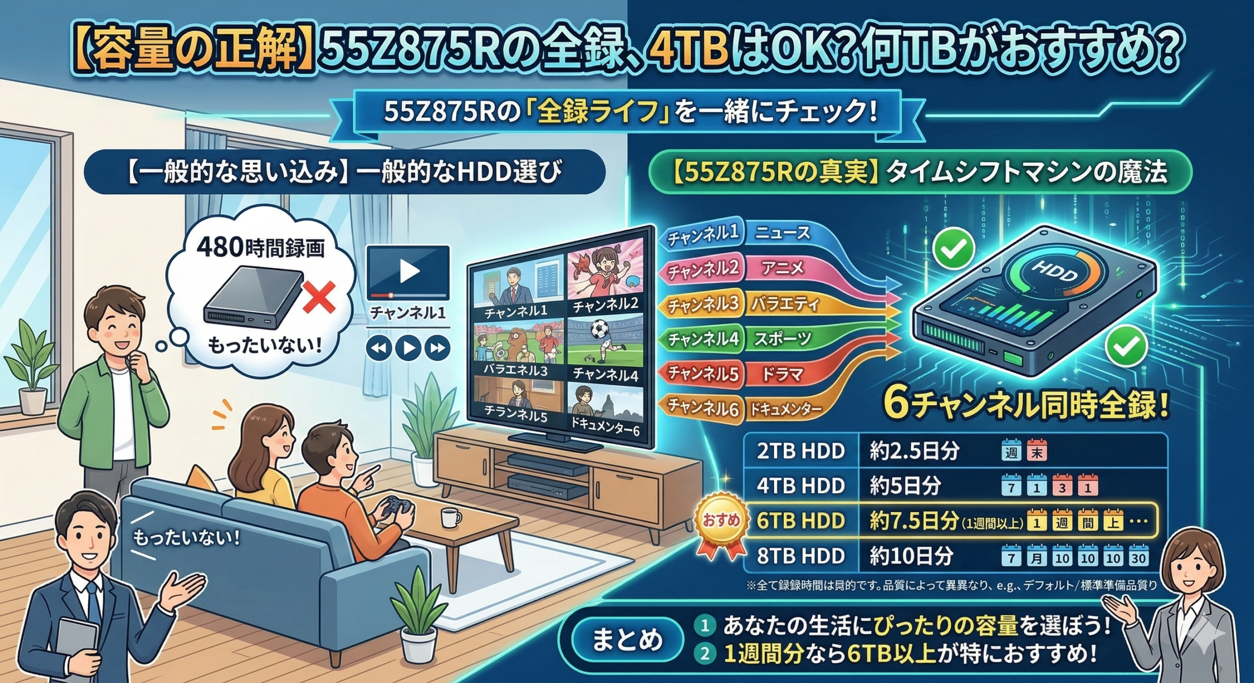 はるとぴっくす | 55Z875Rのタイムシフトマシン専用HDDおすすめ3選!何TBを買えばいい? はるとぴっくす | 55Z875Rのタイムシフトマシン専用HDDおすすめ3選!何TBを買えばいい?