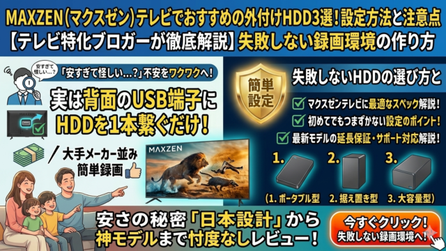 はるとぴっくす|MAXZEN（マクスゼン）テレビでおすすめの外付けHDD３選！設定方法と注意点