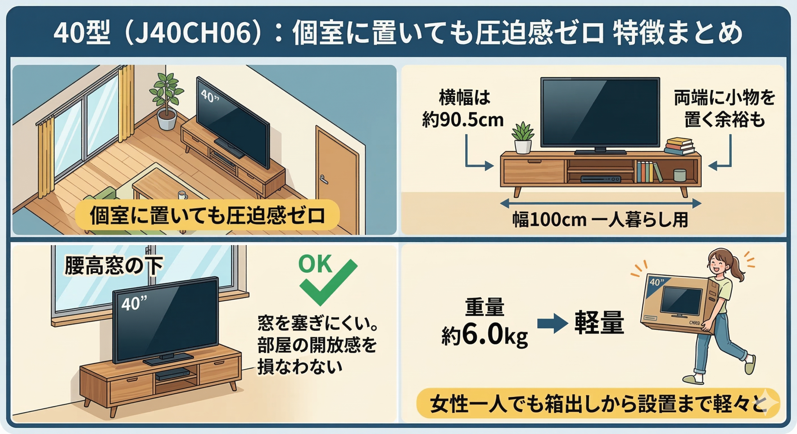 はるとぴっくす | マクスゼンの40型と43型どっちがいい？J40CH06とJ43CH06の違いを徹底比較