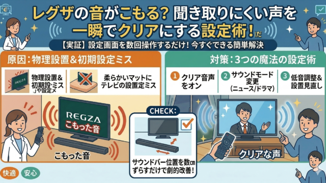 はるとぴっくす|レグザの音がこもる？聞き取りにくい声を一瞬でクリアにする設定術！