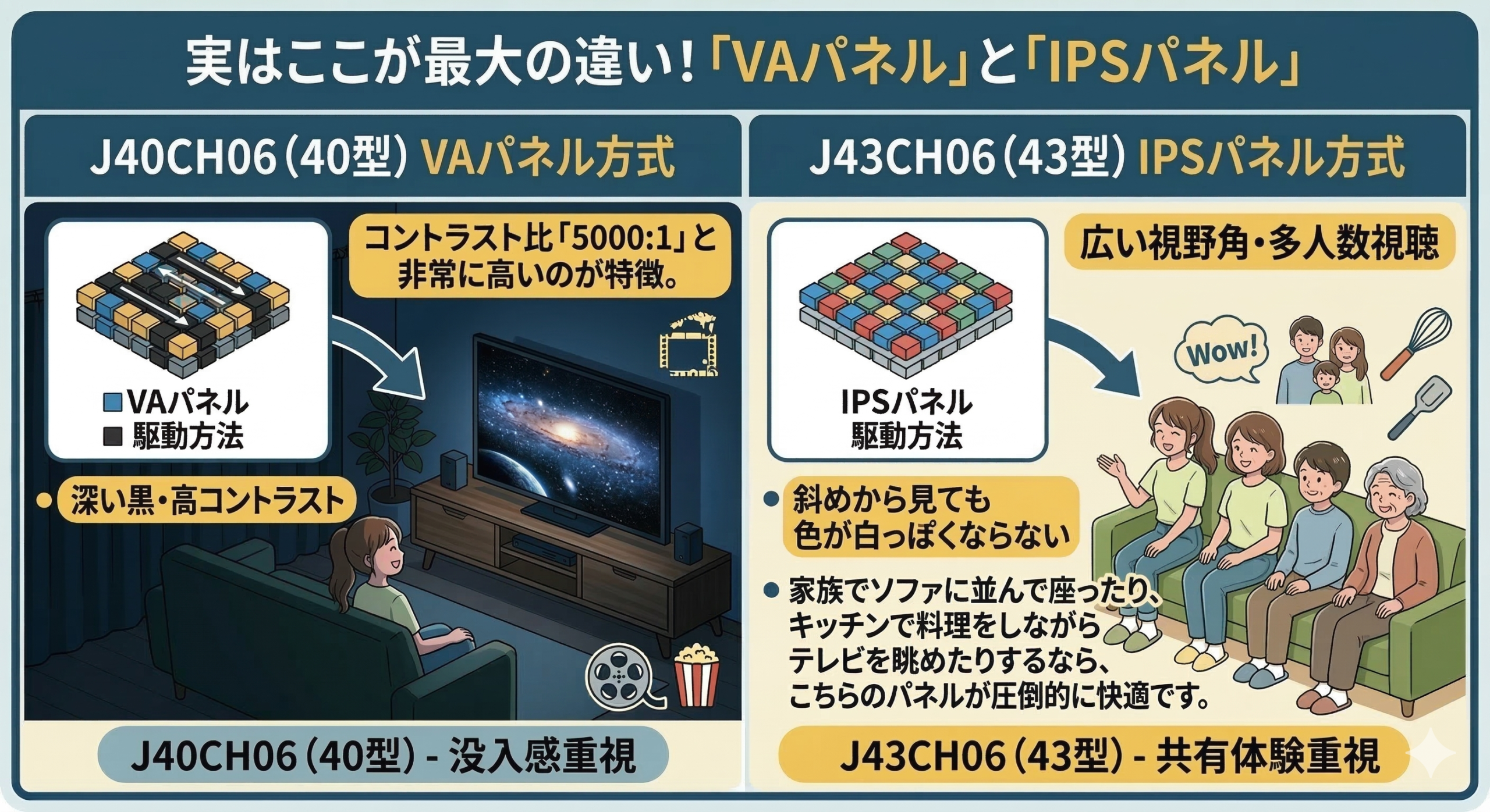 はるとぴっくす | マクスゼンの40型と43型どっちがいい？J40CH06とJ43CH06の違いを徹底比較