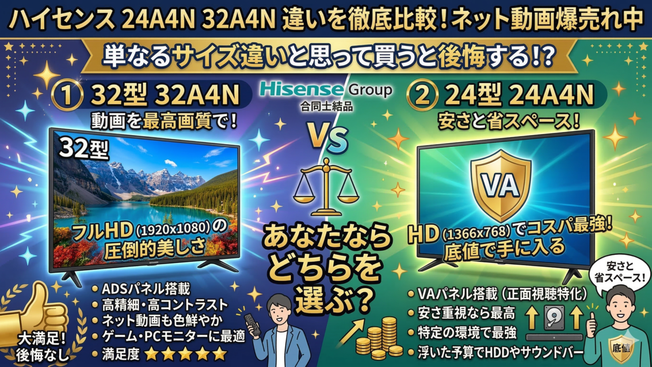 はるとぴっくす | レグザ24A4Nと32A4Nの違いを徹底比較！フルHDかHDか？後悔しない選び方の正解