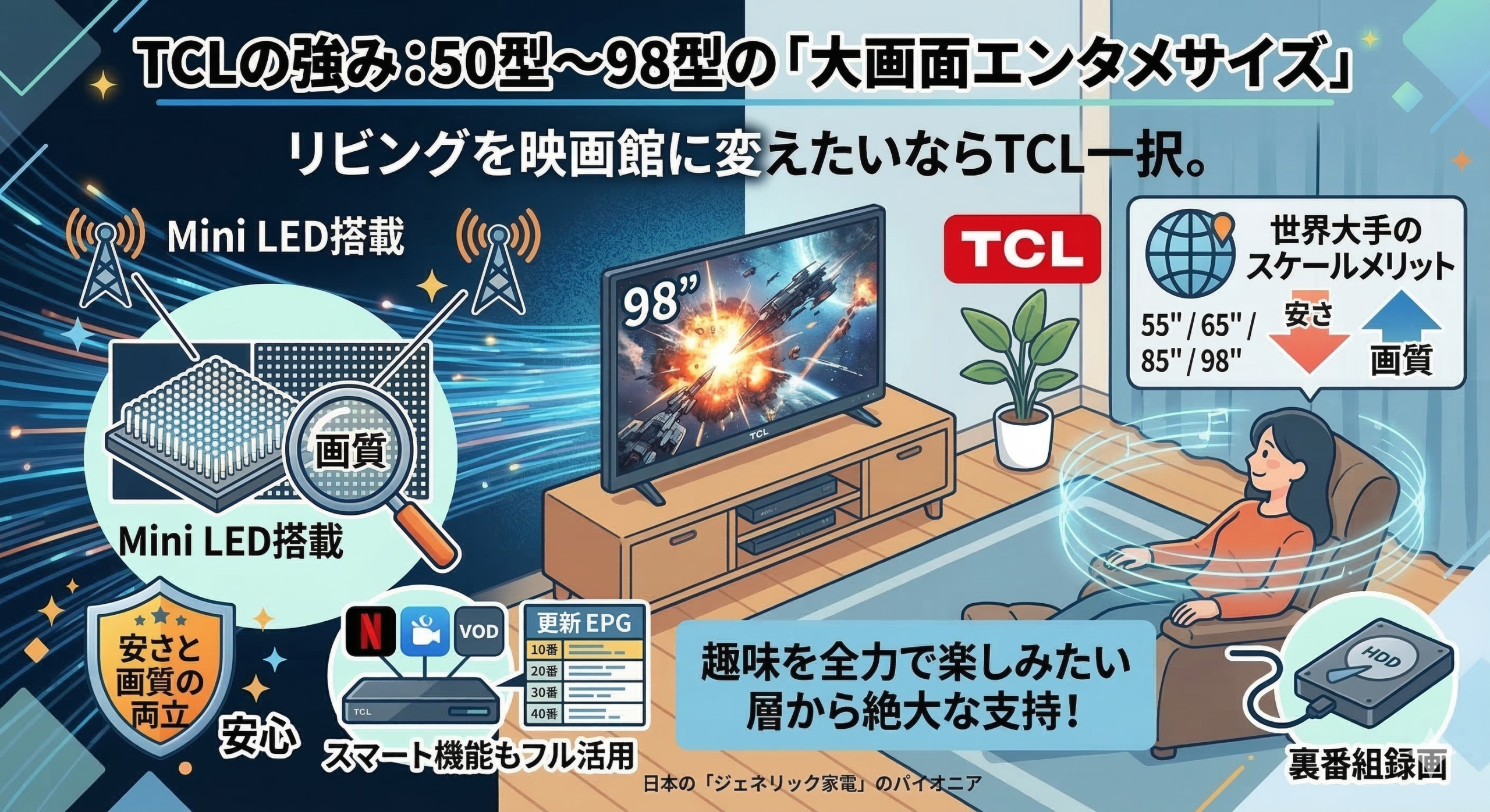 はるとぴっくす | マクスゼンとTCLのテレビどっちがいい？画質・保証・コスパの違いを徹底比較